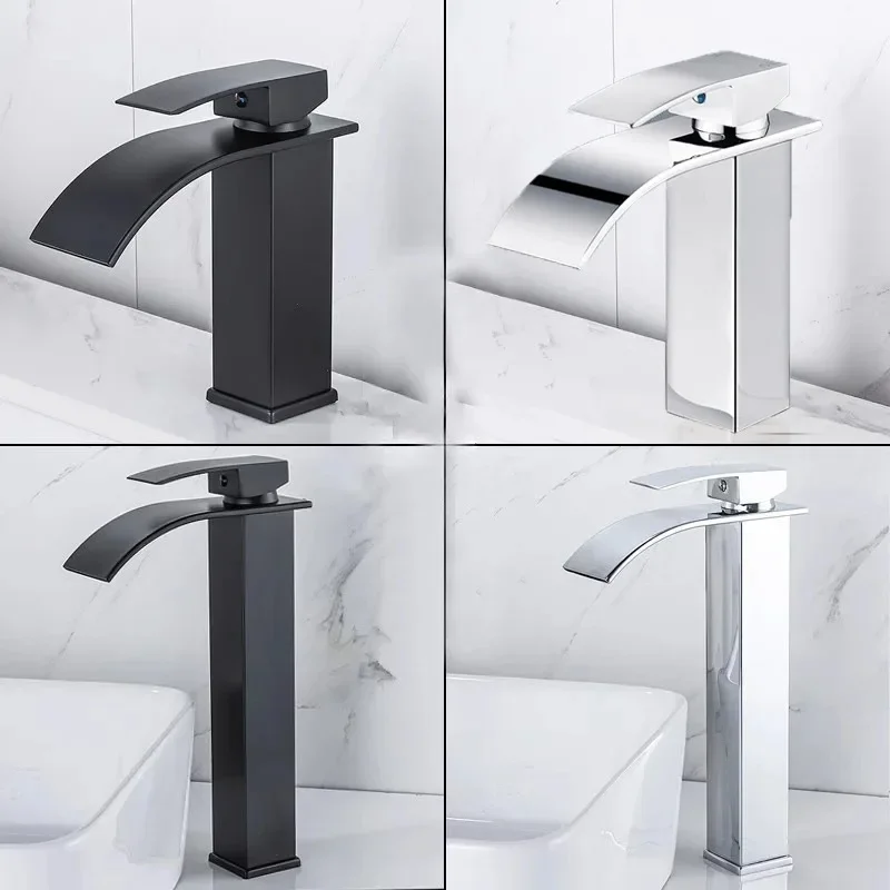 

Copper Core Bathroom Waterfall Faucet Stainless Steel Basin Sink Hot Cold Dual Control Kitchen Wash Basin Tap Shower faucet Tap