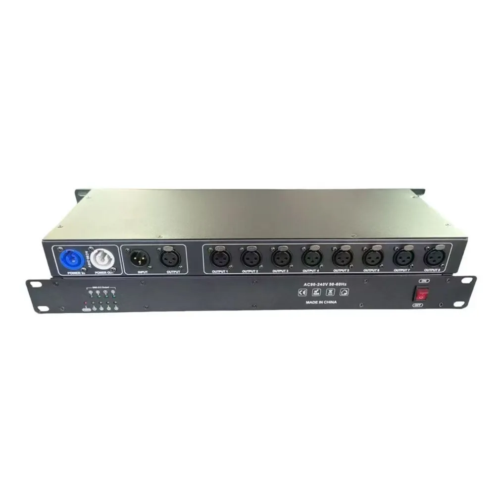 8 Way DMX Distributor DMX512 Splitter DMX Input Output With Electrical Insulation For Stage Light Controller Signal Amplifier