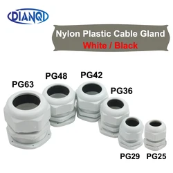 Waterproof Cable Gland Plastic Cable IP68 PG25 For 16-21mm PG29 PG36 PG42 PG48 PG63 M25 White Black Nylon Plastic Connector