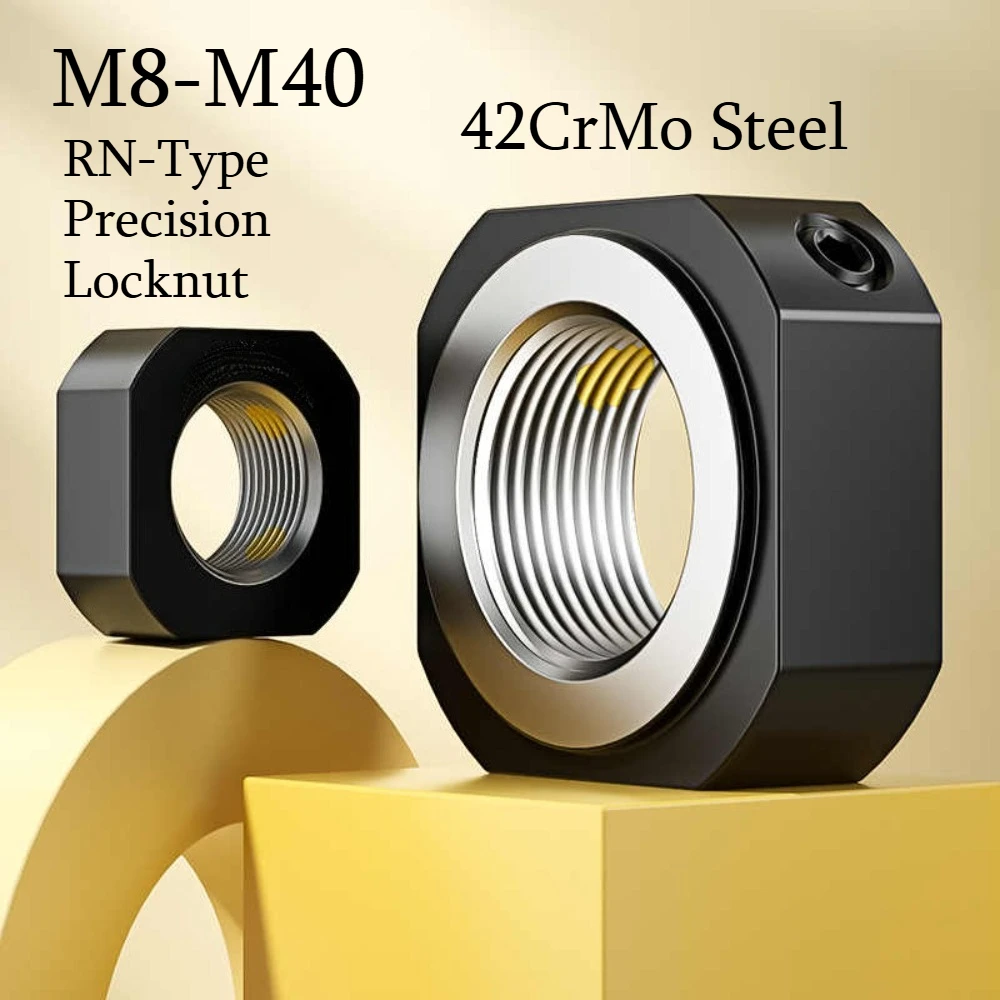 

1Pcs RN-type Square Locking Nut M8-M40 Precision Anti-loosening Nut For Lead Screw Bearing Support Block RN-M8x1.0 RN-M10x1.0