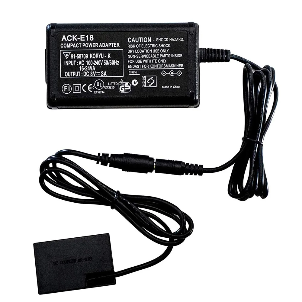 KUTOU Replacement ACK-E18 AC Power Adapter DR-E18 DC Connector Charger For Canon EOS RP 77D 800D 760D 750D 200D II 9000D Camera