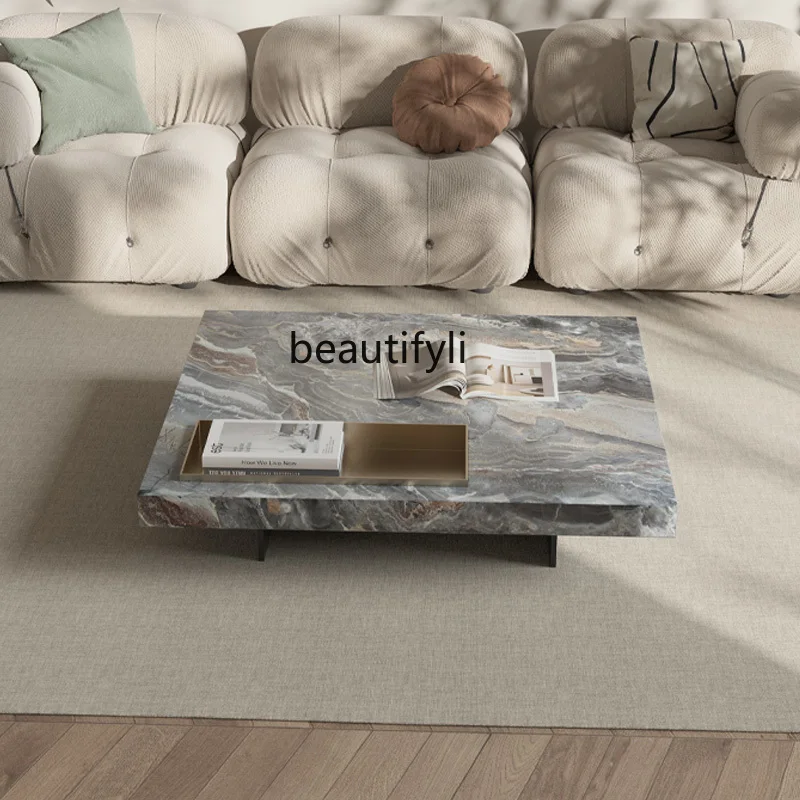 

Italian marble suspended coffee table light luxury modern simple living room household square