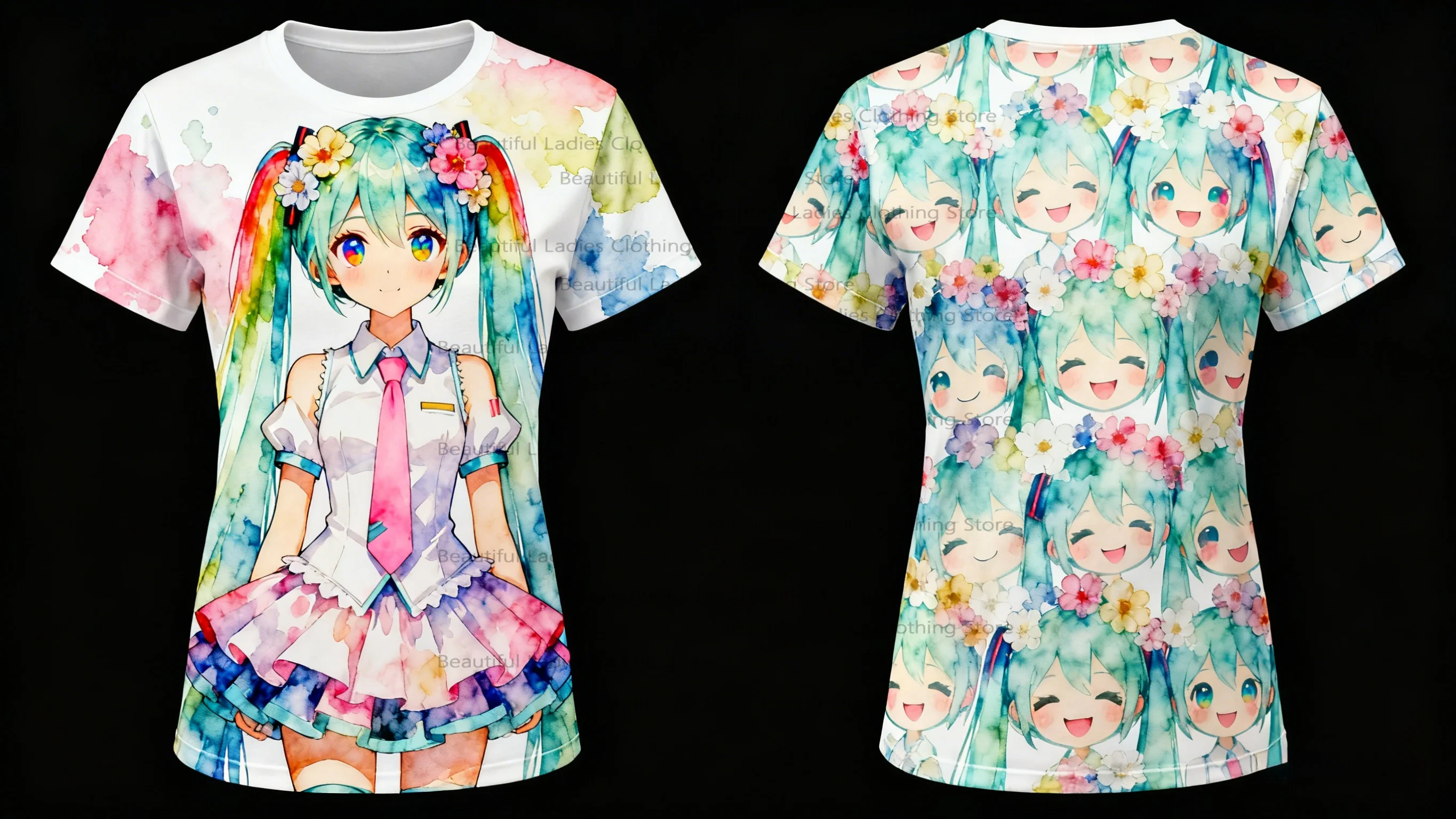 Hatsune miku impressão dos desenhos animados das mulheres camiseta casual moda t na moda anime gráfico streetwear camisa conforto macio em torno do pescoço