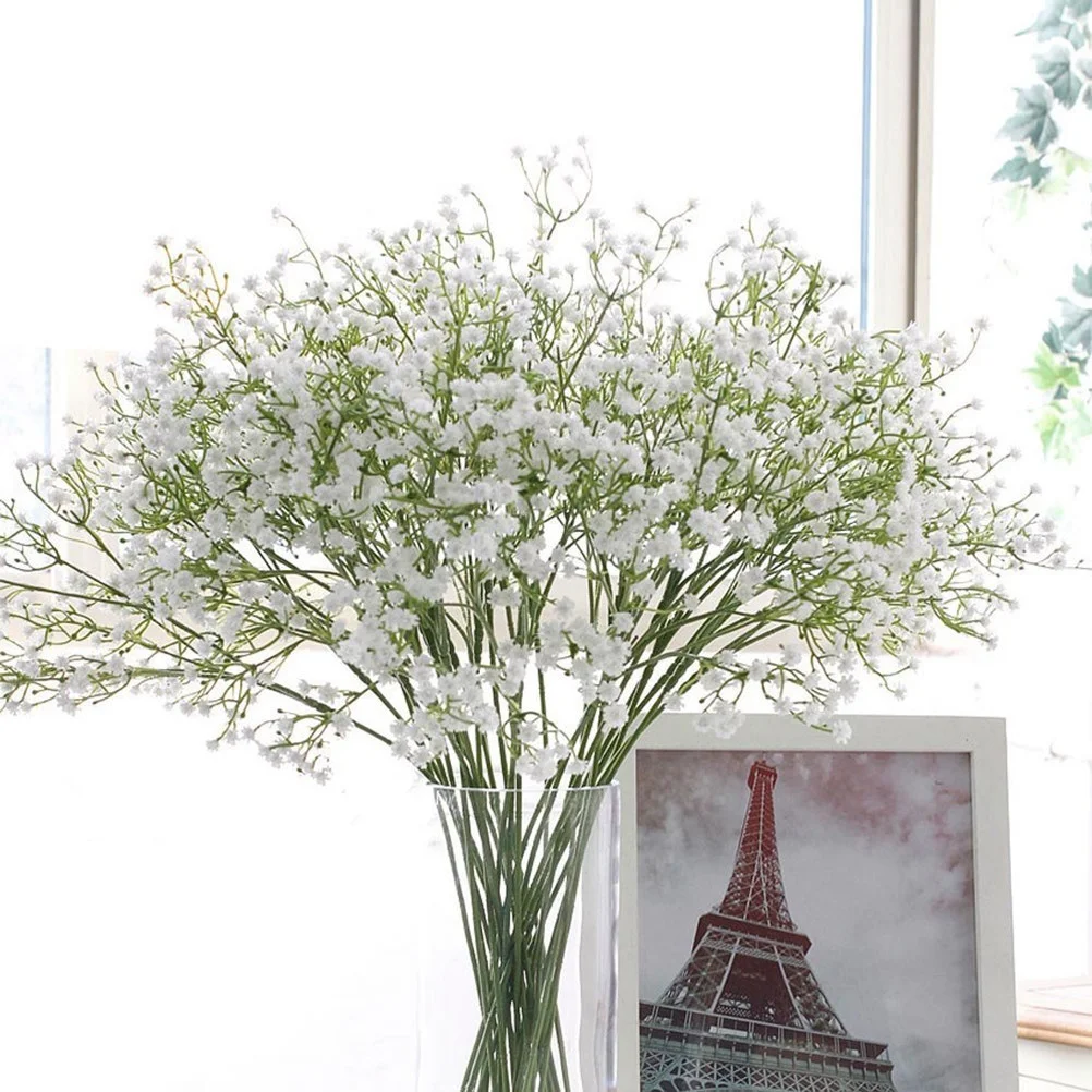 

9pcs Artificial Flower Bouquet Realistic Decor Baby Breath Flowers For Wedding Home Office Indoor Outdoor Use White