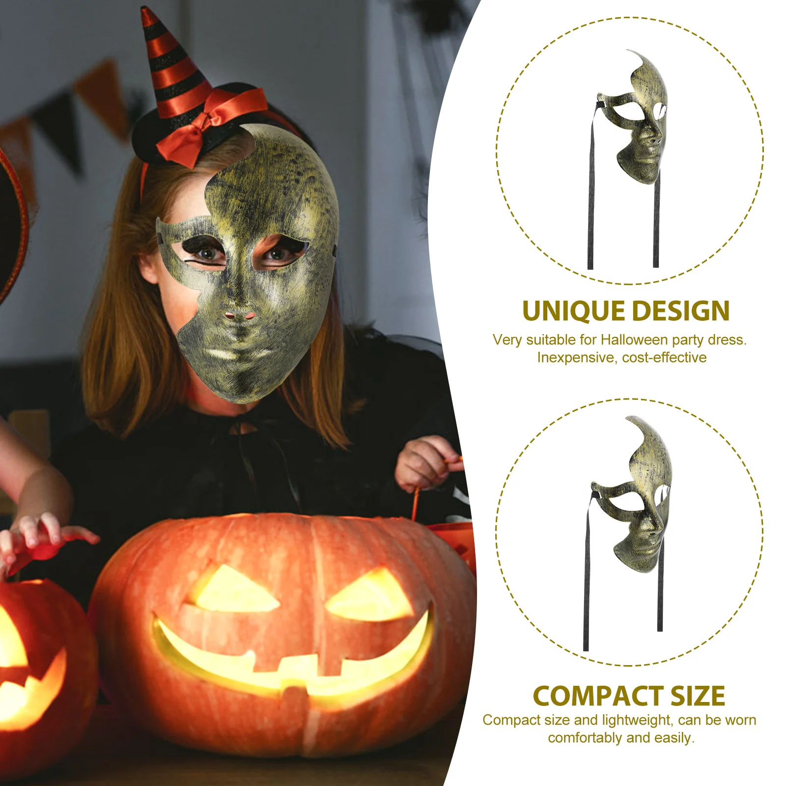 

2pcs Women Halloween Masquerade Cosplay Half Face Festival Party Costume Plastic Mask For Role Play Performance Banquet