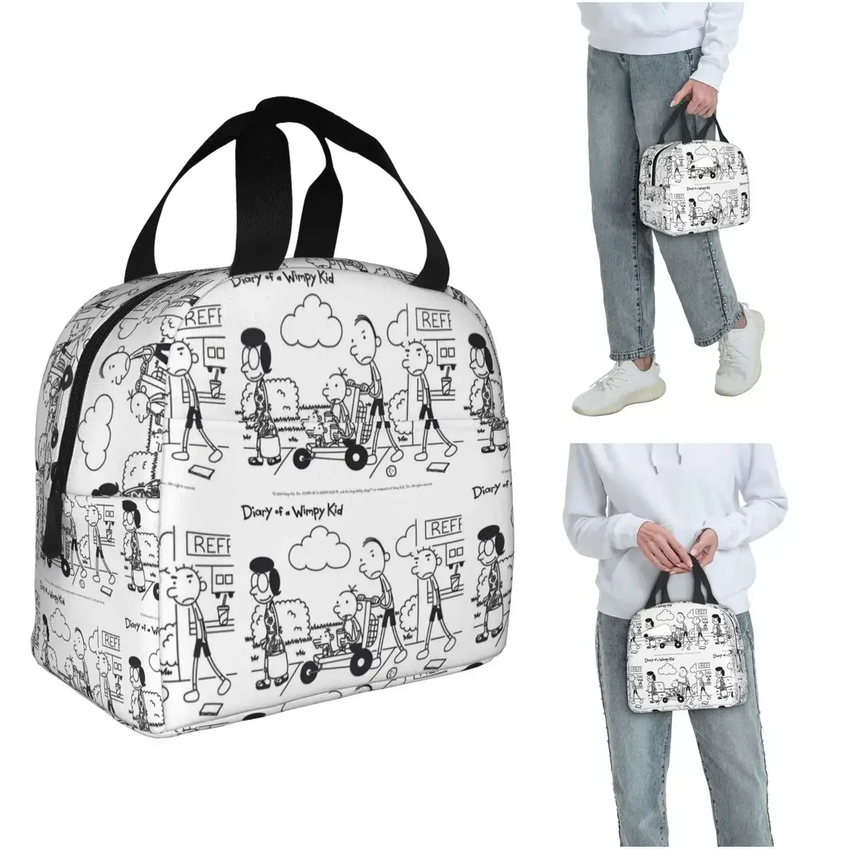 Diary Of A Wimpy Kid Group Insulated Lunch Bag for Women Kids Leakproof Food Boxes Thermal Lunch Box Tote