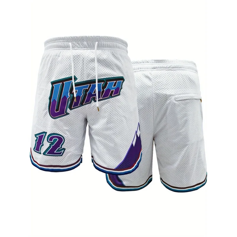 

Новые мужские # 12-эластичные спортивные шорты — дышащий, быстросохнущий полиэстер с эластичным поясом и баскетбольные шорты на шнурке