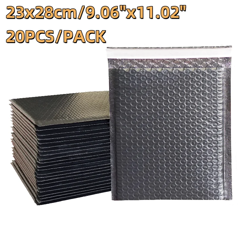 20pcs 23x28cm Oversized Black Poly Mailers Strong Padded Envelopes for Branded Apparel Uniforms Fashion Retail Order Shipping