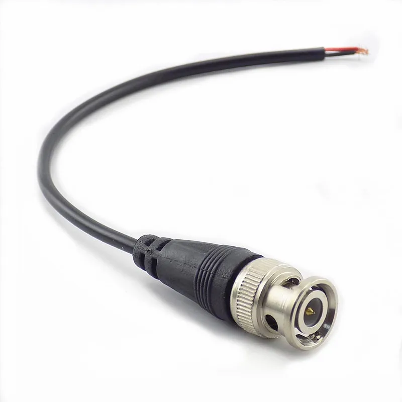 Conector macho BNC A Adaptador hembra, línea de Cable Pigtail de alimentación CC, conectores BNC, Cable para sistema de seguridad de cámara CCTV, 1 ud.