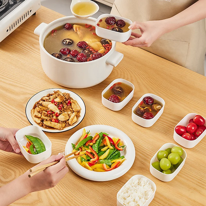 4/8PCS Refrigerator Dust-proof With Lid Sealed Fresh-keeping Box Microwave Oven Heatable Storage Bento Box Kitchen Organizer