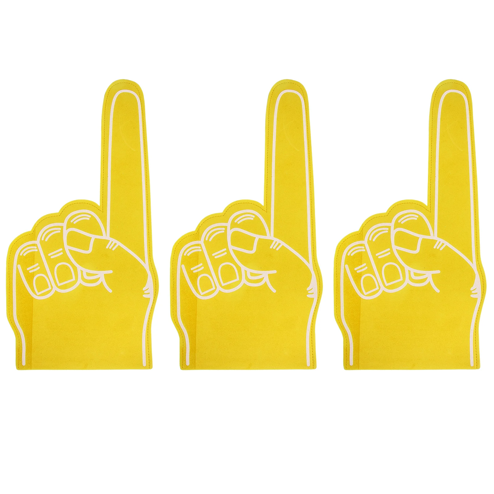 

3 Pcs Fan Foam Finger Cots Football Party Favors Foams Hand Noisemakers Props 4500X2300X050CM Cheerleading Yellow Child