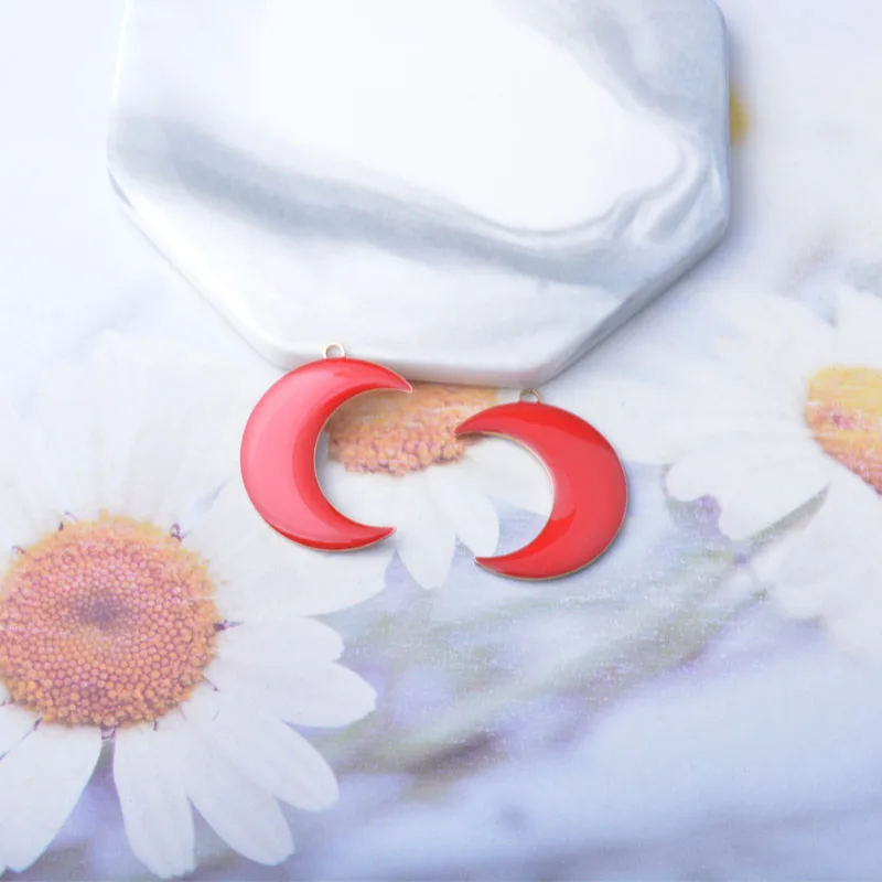 20 Stück Emaille Mond Charms Kupfer Öl tropfendes Ohr Anhänger DIY Schmuck Ohrring Halskette Zubehör – Detail 9