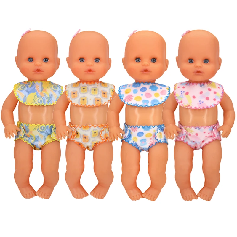 2pcs In 1, Bibs +Underwear For 14 Inch 35cm Baby Nenuco Doll, Babies Doll Clothes And Accessories