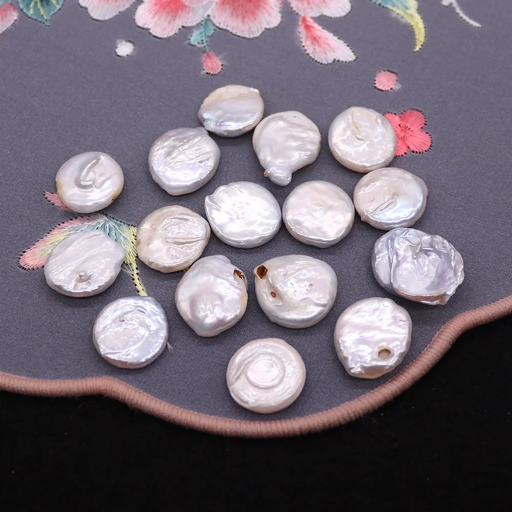 

Irregular White Natural Freshwater Pearl Beads Disc Button Shape Nonporous Pearl Accessory 5 Pcs For Trendy Jewelry Handmade