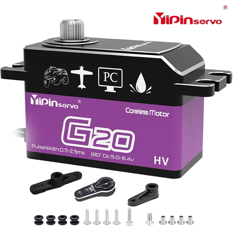 

Yipinservo 20 кг PWM цифровой серводвигатель без сердечника цельнометаллическая шестерня большой крутящий момент низкопрофильный сервопривод с коротким корпусом для радиоуправляемого автомобиля 1/8 1/10