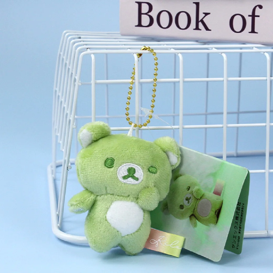 Mini llavero de juguete de peluche Rilakkuma de 9CM, accesorio para después de la lluvia y el sol, oso de dibujos animados suave, bolso de peluche de arcoíris, regalos para niños
