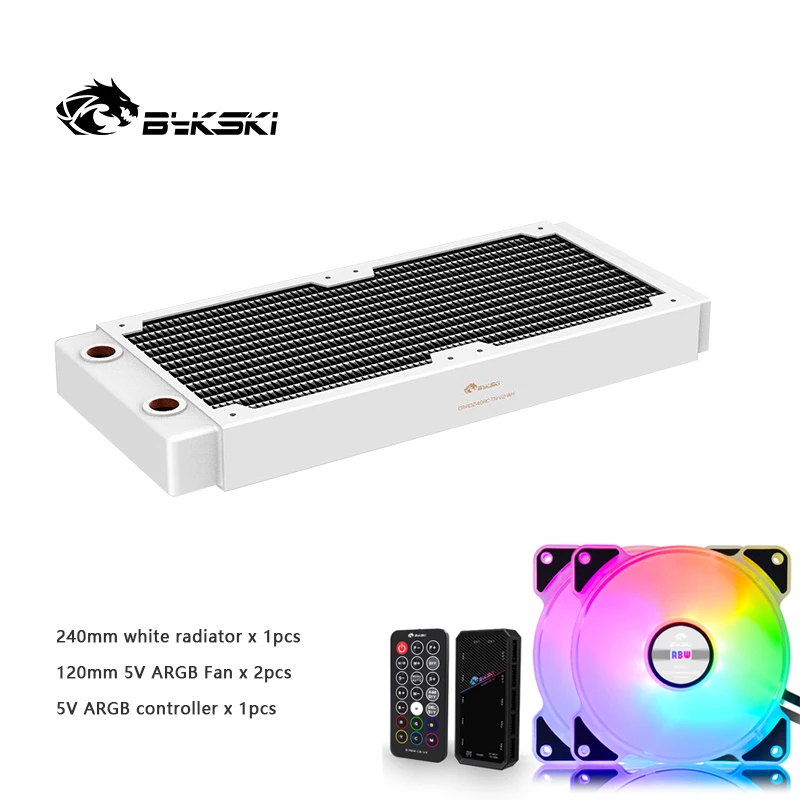 

Bykski 360/240mm Kit Copper Radiator 30mm Thickness +120mm Fan +Controller for PC Cooling Water Cooler Heatsink Kit White Black