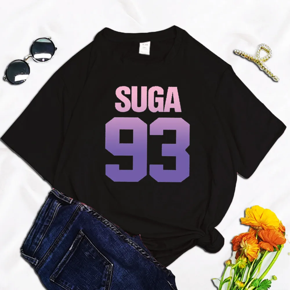 Jin 92 Suga 93 Jung Kook 97 Kpop Print Harajuku Top Women T-shirt Casual ladies basic O-collar Short Sleeved White T-shirt Girl