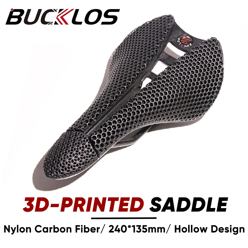 BUCKLOS 3D-Printed Road Bike Saddle Ultralight Nylon Carbon Fiber Gravel Bike Saddle Seat Ergonomic Hollow Design Bicycle Saddle