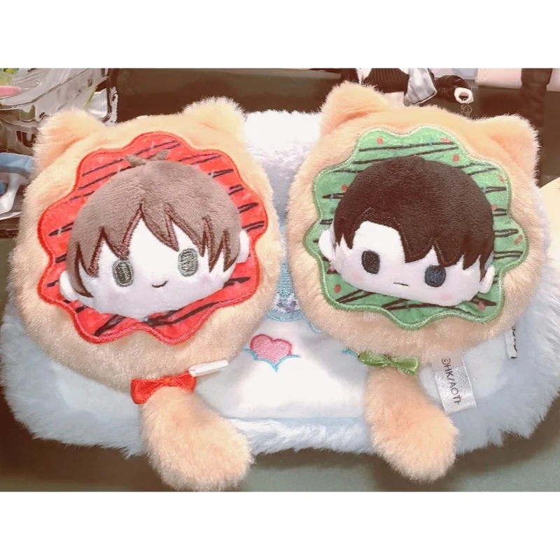 TAPIOCA Official Attack On Titan Donut Plush Keychain Eren Levi Cat Ear Tail Charm Anime Merchandise Bag Pendant For Anime Fans