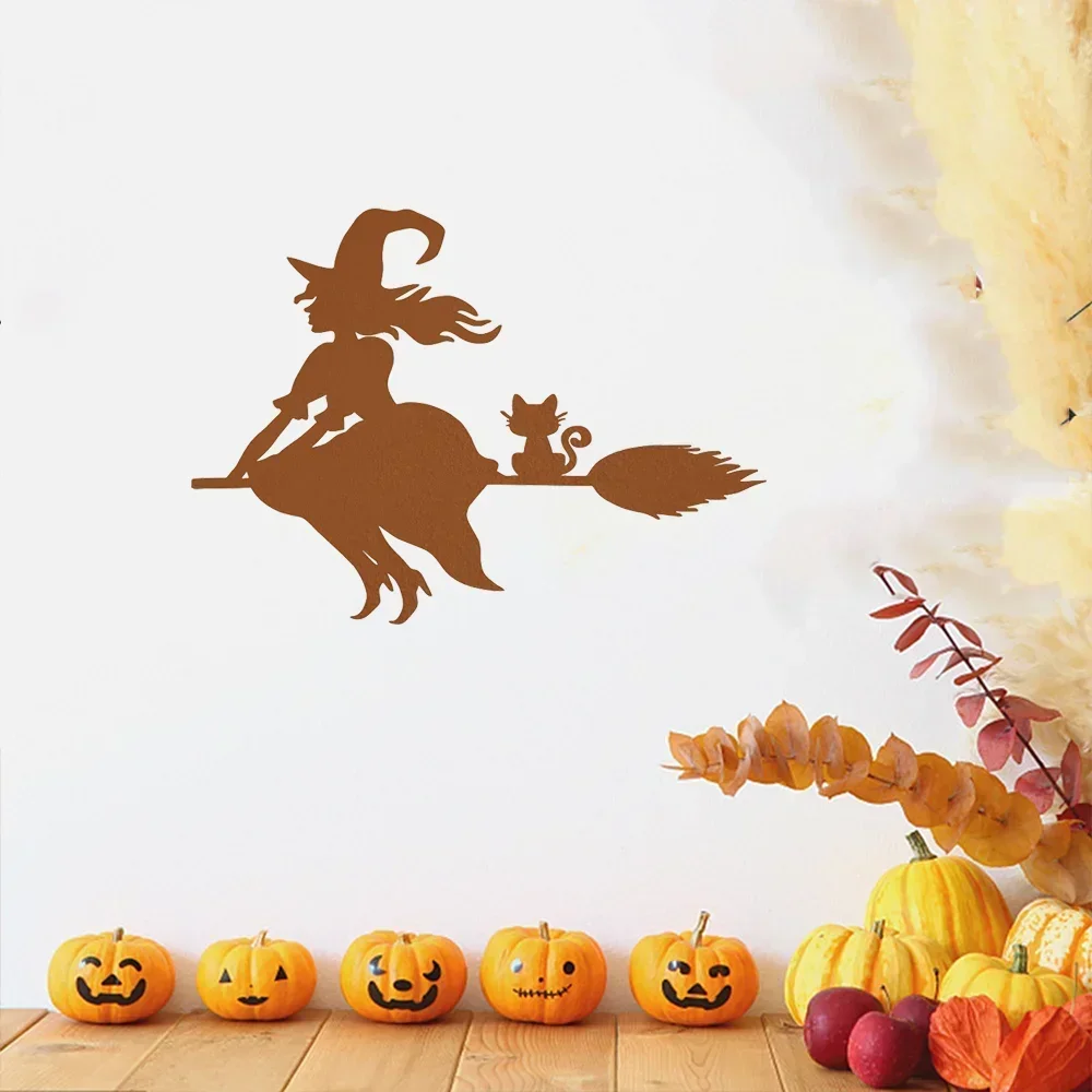 

1pc Black Witch Metal Wall Decor: Enhance your home with this lovely art. Ideal for Halloween. A stylish metal piece