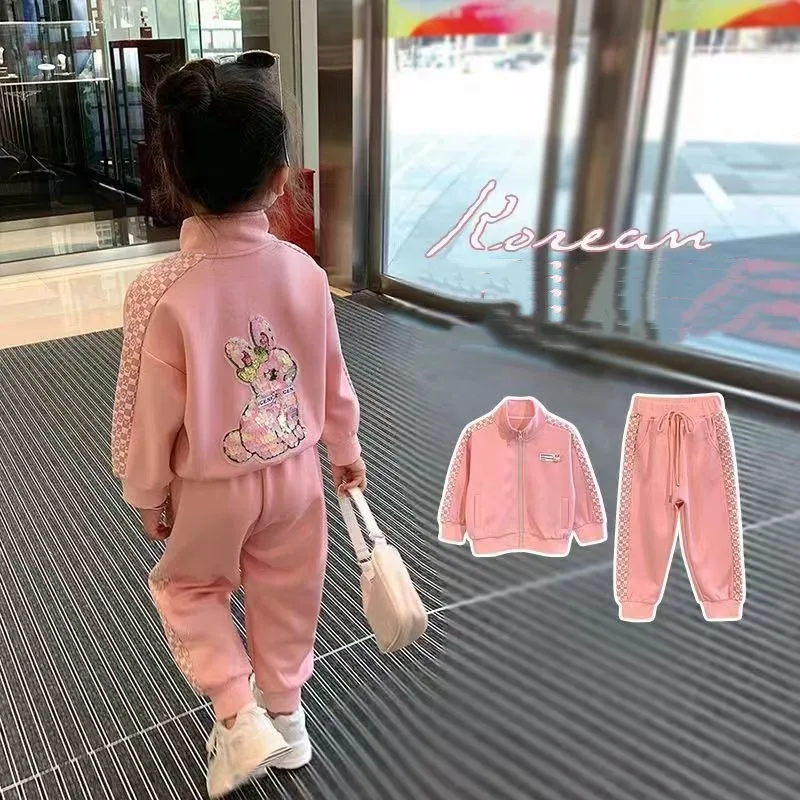 

Girls' Plush Suit Autumn and Winter New Fashionable Rabbit Children's Little Girl Korean Version Spring and Autumn Kids Outfits