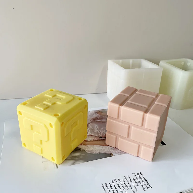 Square Question Mark Mold DIY Square Brick Aromatherapy Candle Gypsum Ornaments Silicone Mold