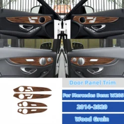For Mercedes W205 Benz GLC C Class 2014-2020 Wood Grain Side Door Trim Strip Door Panel Sticker Auto Interior Tuning Assesories