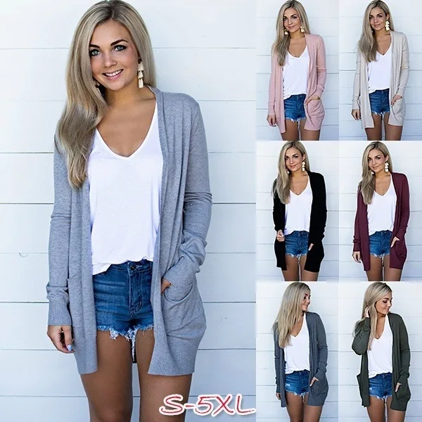 

2025 Autumn Casual Solid Color Cardigan Medium and Long Women's Jacket