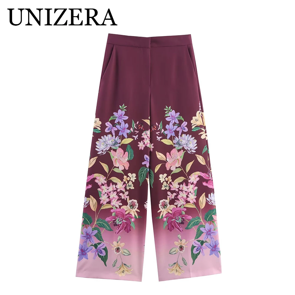 Nowa odzież damska w stylu europejskim i amerykańskim, prosty kwiatowy wzór, luźne spodnie