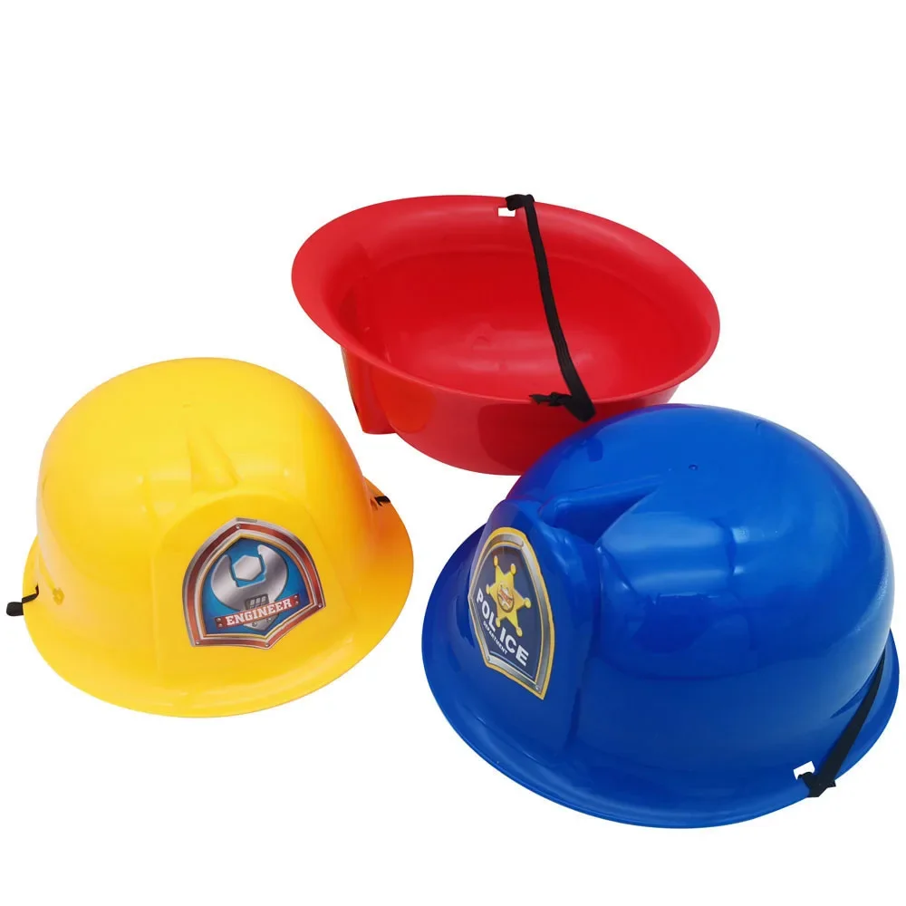 

Chapeaux bleus en plastique dur sur le thème de la police, casque de sécurité pour enfants, fournitures de décoration de fête
