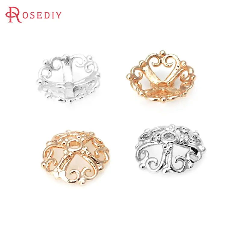 30 Stück 9MM 18K Goldfarben Silberfarben Messing Kreuzperlenkappen Quastenkappen Schmuckherstellung Hochwertiges Schmuck-DIY-Zubehör