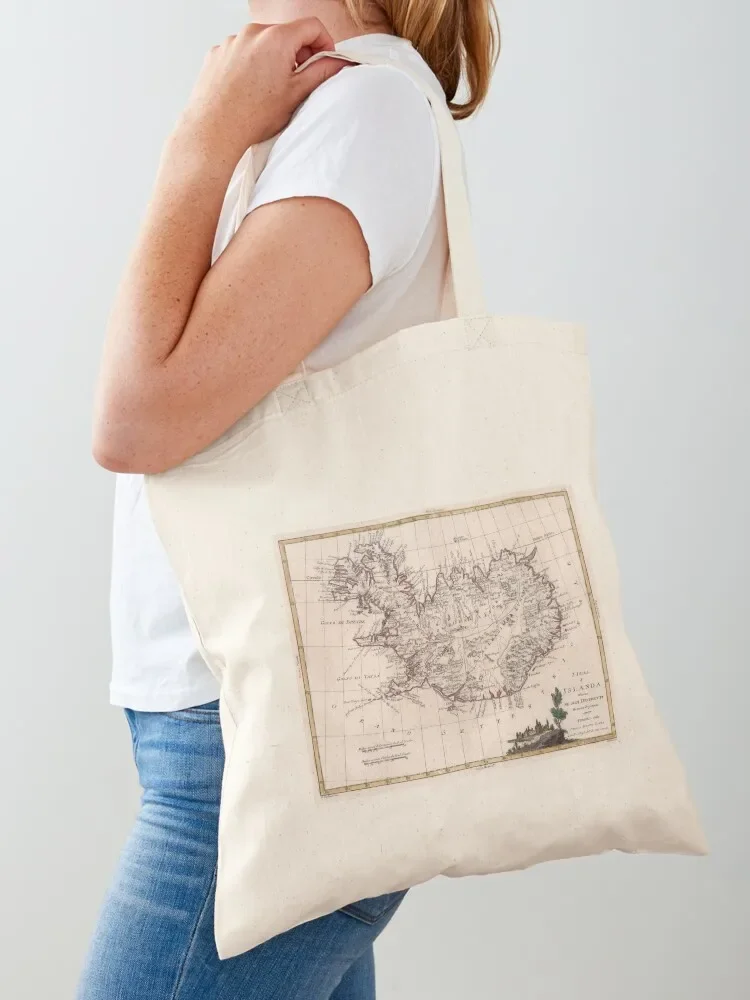 

Vintage Map of Iceland (1781) Tote Bag tote bags cloth bags reusable shopping bags Women custom canvas bag