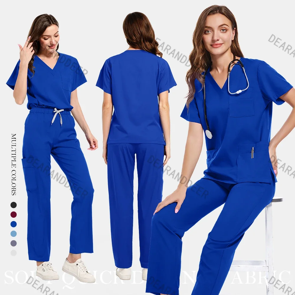 Surgical gown short sleeve elastic pants nurse medical uniform high-quality pet hospital dental beauty doctor nursing work set