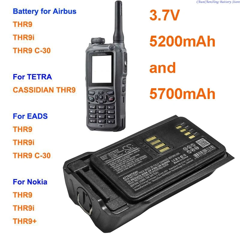 Cameron Sino 3.7V 5200mAh/5700mAh Two-Way Radio Battery BLN-5i, BLN-6, BLN-Ex-2 U for Airbus/EADS THR9, THR9i, THR9 C-30