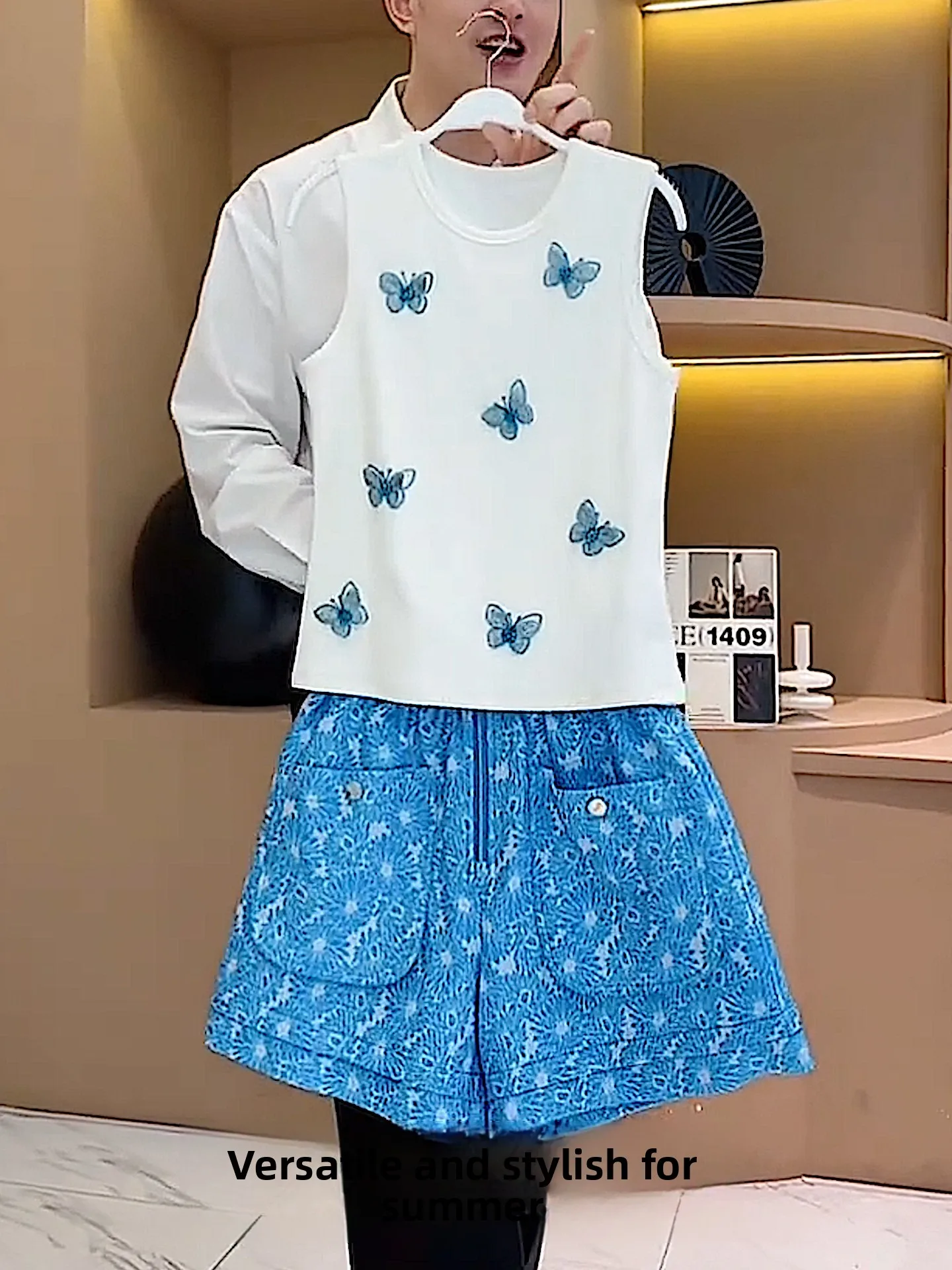 

Лето 2023, белый круглый комплект Ne Svel orts, женская повседневная спортивная одежда из смеси хлопка, молодежный комплект из двух предметов