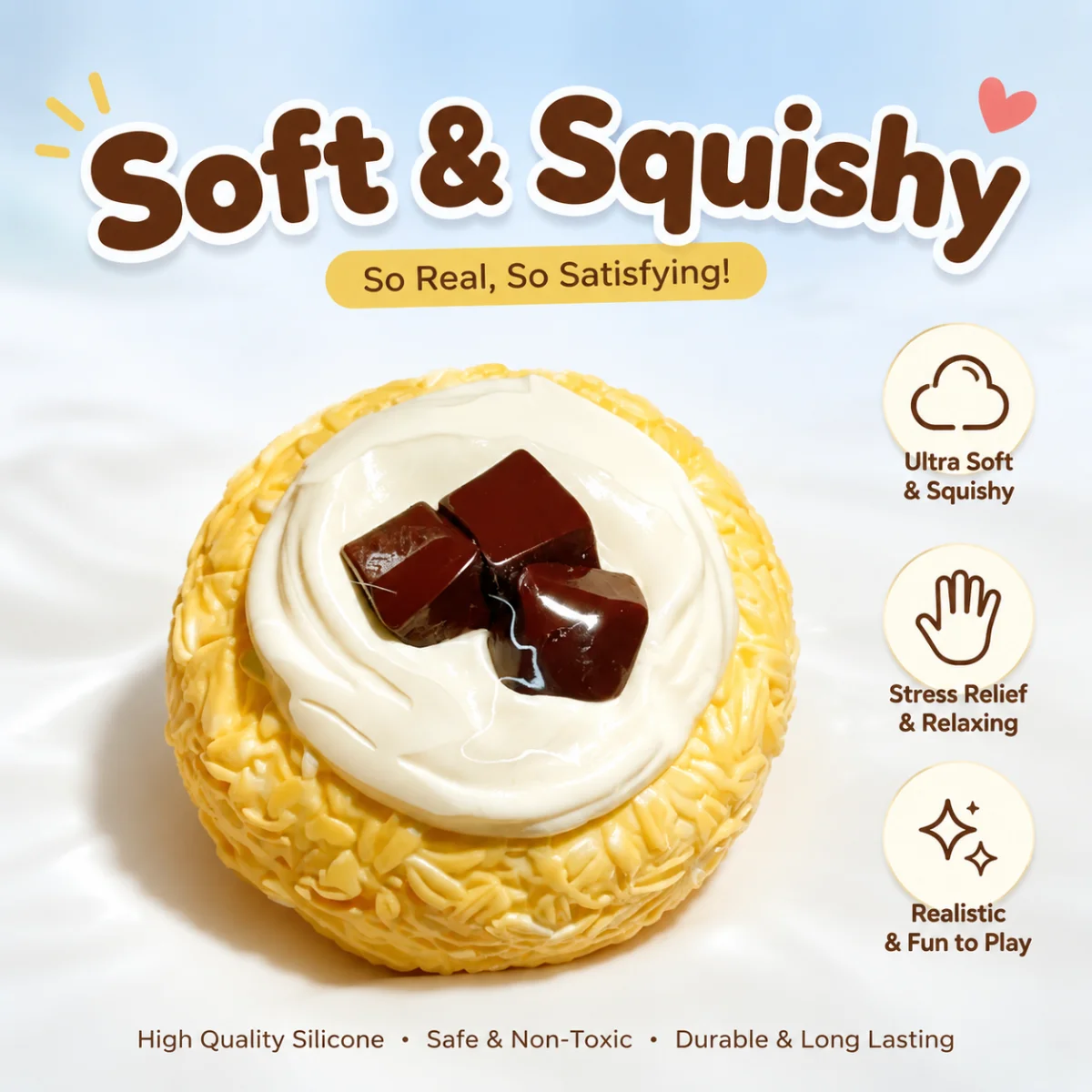 Cute Round Nut Pastry Squishy Toy Food Grade Material Soft Squeeze Toy Slow Rising Fidget Sensory Toy Stress Relief Hand Toy