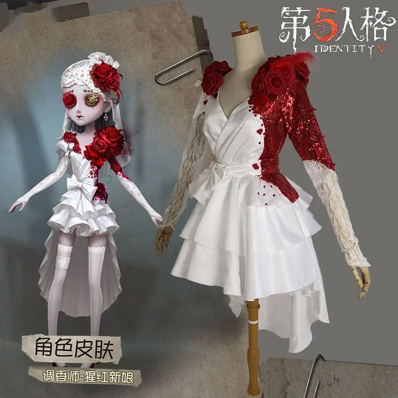 Anime Identity V Vera Nair Scarlet Bride Flower Wedding Suit Elegant Dress Cosplay Costume Halloween Costumes for Women Set