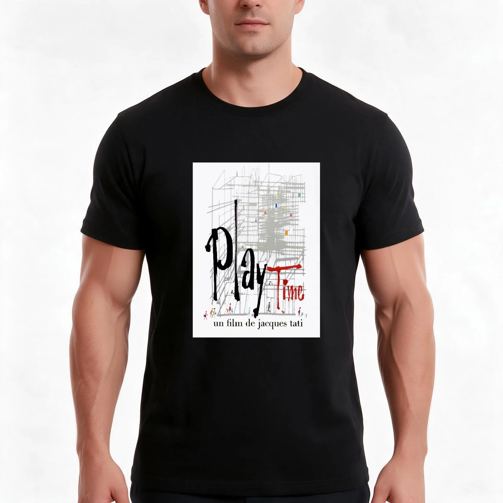 Playtime Jacques un film de Tati vintage T-Shirt, Summer Casual Cotton Tee, Oversized Streetwear Tops, Vintage Graphic Print