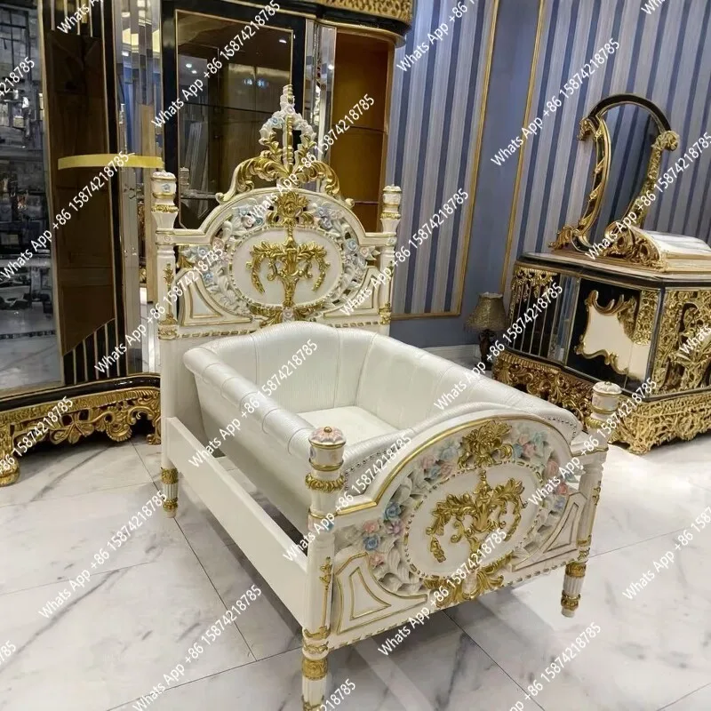 European style with cradle high-end solid wood small size palace prince prince princess children's bed master bedroom