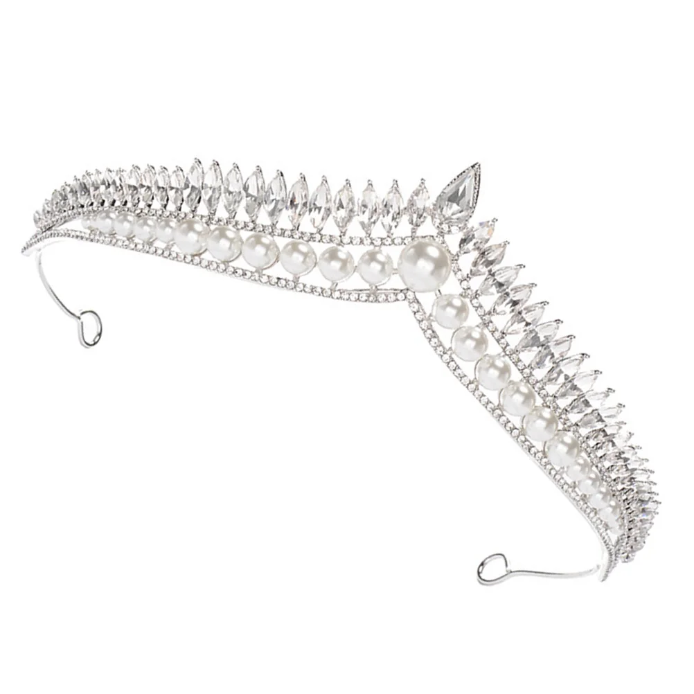 

Rhinestone Imitation Pearl Crown Bridal Headwear Lightweight Wedding Banquet Party Accessory Elegant Headdress Hair Styling Tool