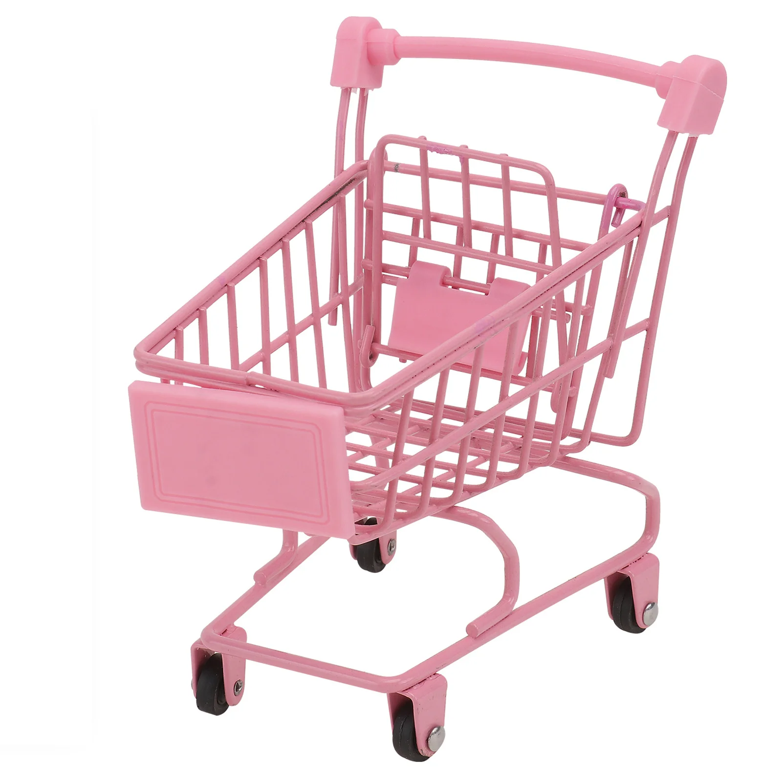 Mini Shopping Cart Trolly Ornament Storage Basket Desktop Organizer Girl Photo Prop Wheel Color Random