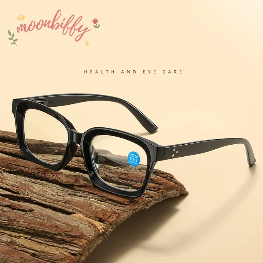 New Women Fashion Reading Glasses Large Frame Anti Blue Light Trendy Eyewear Suitable Reading Books Retro Business Glasses Man