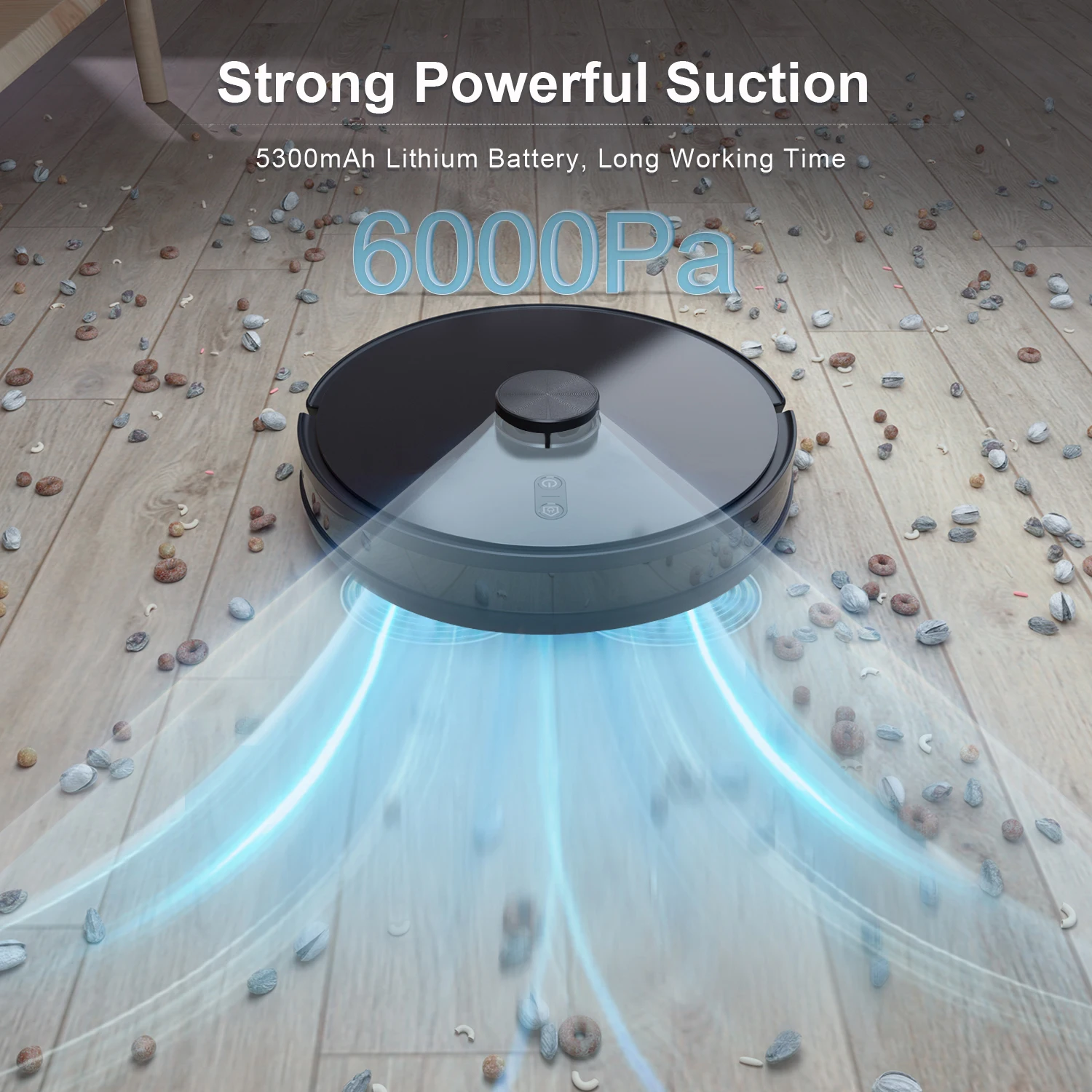 ONSON X6 6000Pa High Suction Power Robot Vacuum Cleaner,Laser System,Multiple Floors Maps,Zone Cleaning,Restricted Area Setting