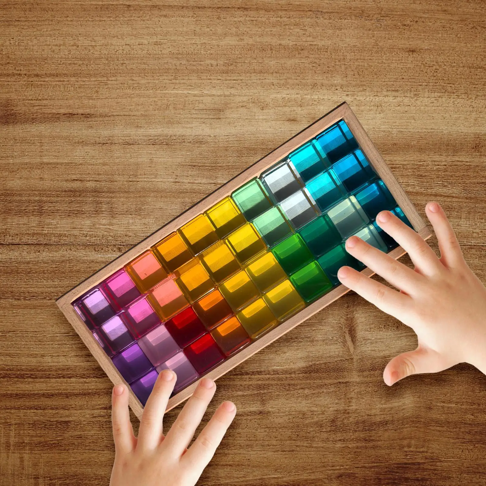 Ensemble de Cubes acryliques arc-en-ciel, jouet à empiler, blocs de motricité Fine, jouet pour 3 4 5 6 ans