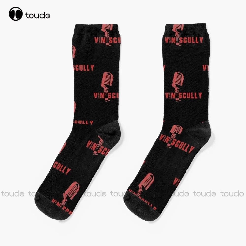 Vin Scully Red Socks Womens 360° Digital Print Custom Gift Street Skateboard Socks Unisex Adult Creative Funny Socks Halloween