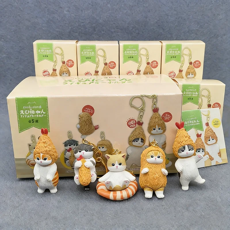 

Брелок-сюрприз Mofusand «Кот-акула с жареной креветкой», подвеска для рюкзака, из ПВХ, миниатюрная, милая, модная игрушка, идеально подходит для подарков на день рождения