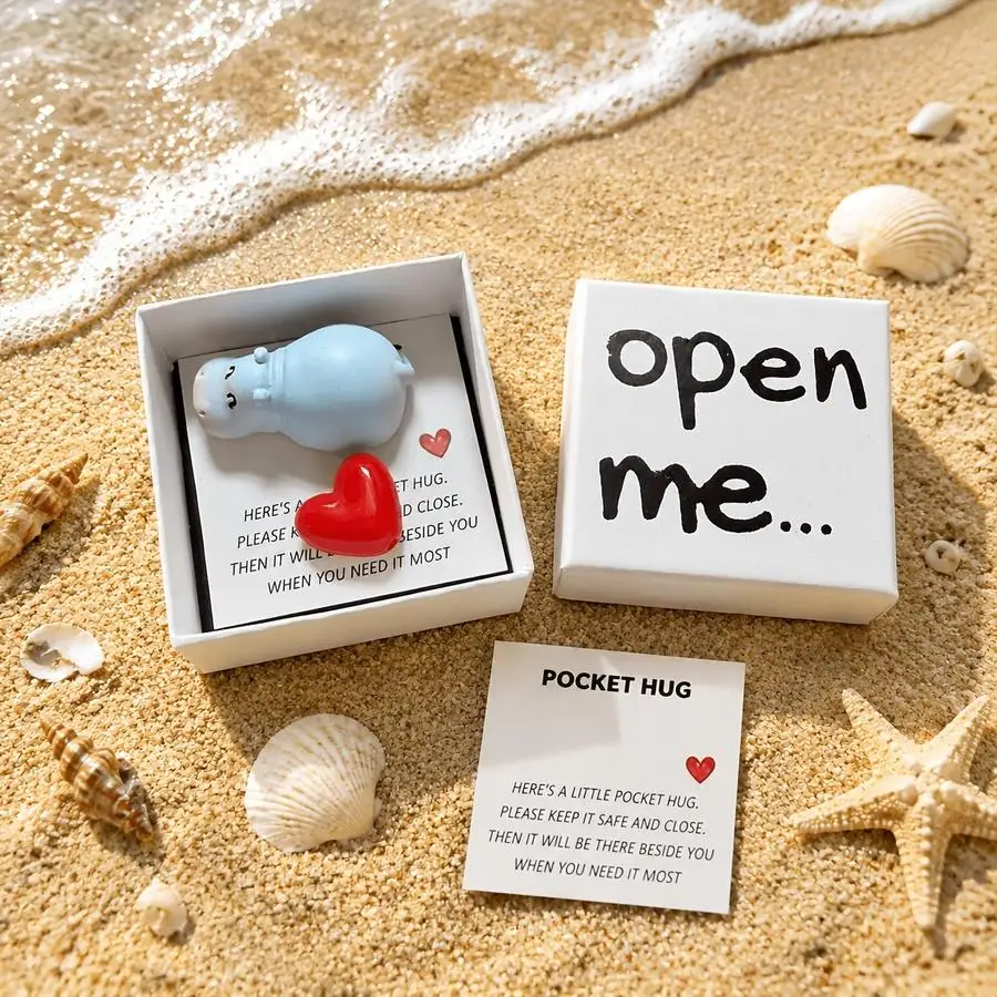 1/5/10/20/50/100pcs Set: Box + Card + Resin Kitten + Resin Heart, Surprise Party Gift Box with Mini Kitten Figurine, Creative Su