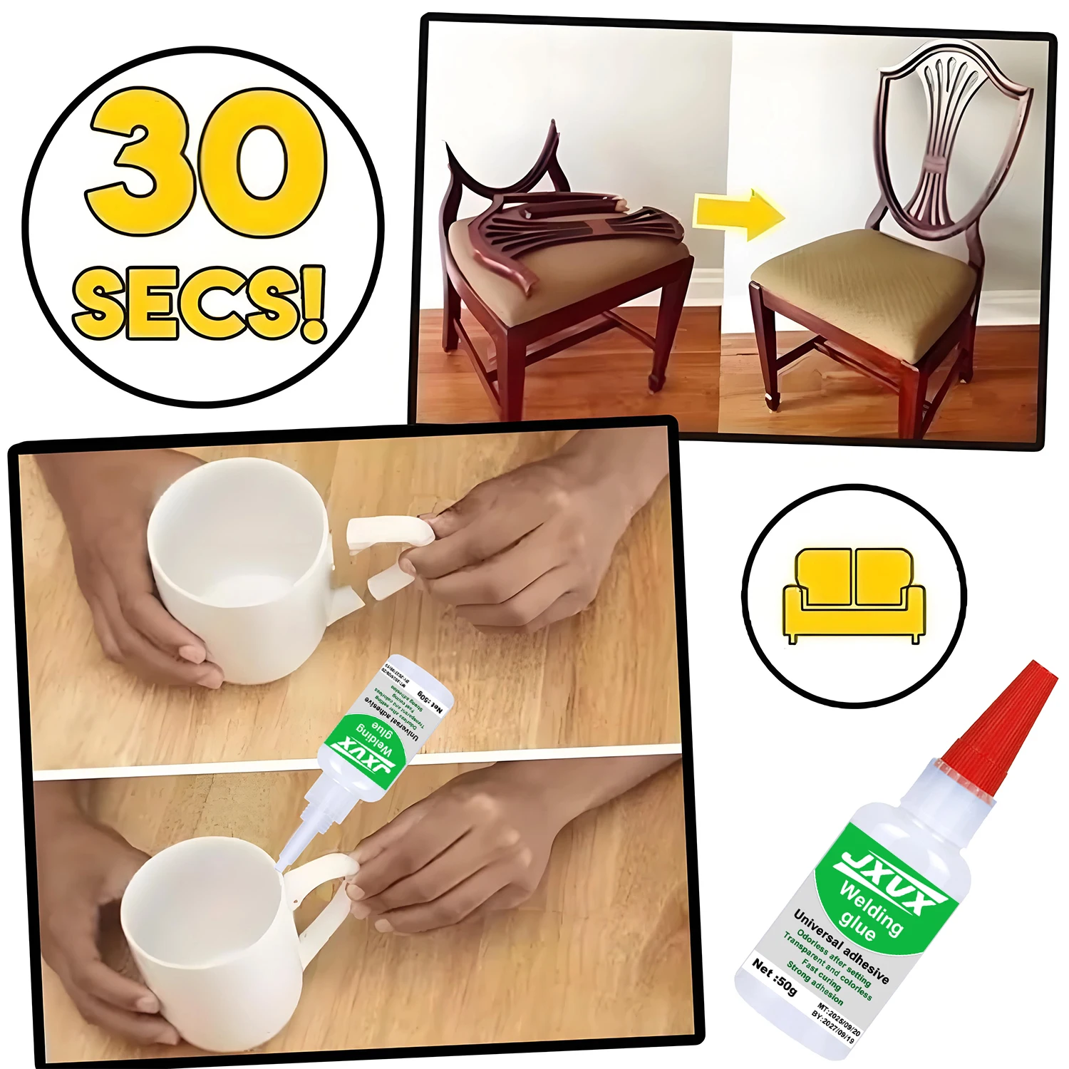 لوليفل 50 جرام غراء لحام عالي القوة - غراء فائق القوة عالمي للصمغ الفائق الفائق للزجاج المعدني الخزفي الراتنجي