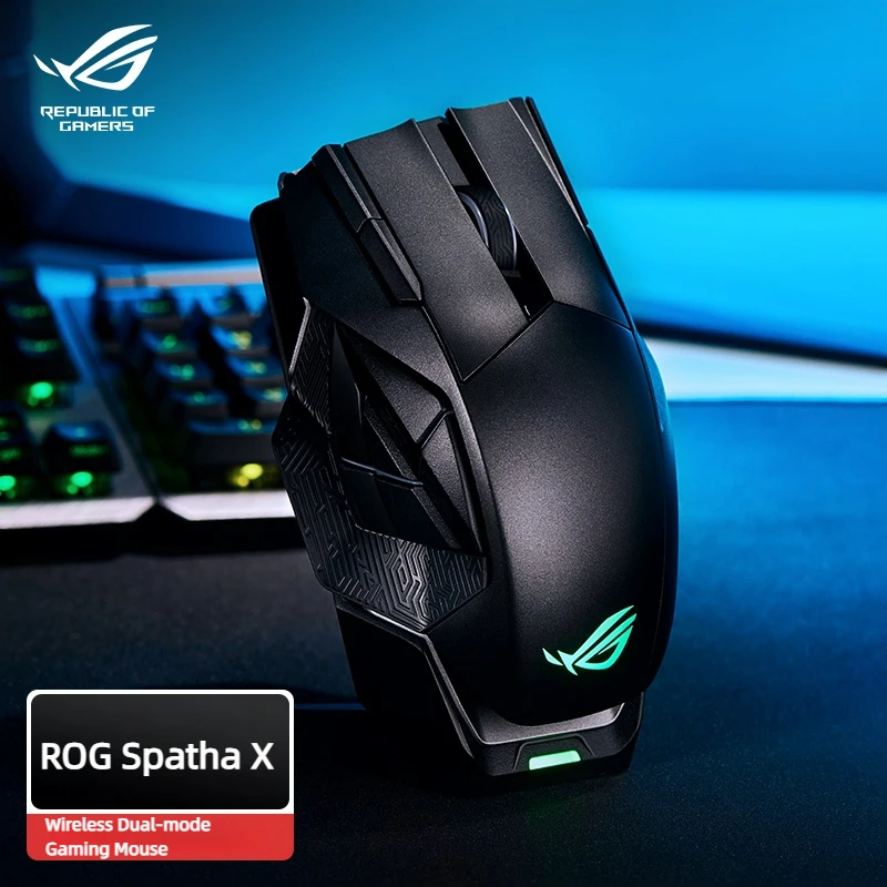 Беспроводная игровая мышь ASUS ROG Spatha X, 12 программируемых кнопок, 19 000 DPI, переключатели Push-fit Hot Swap